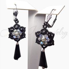Black Onyx 'Dahlia' flower earrings