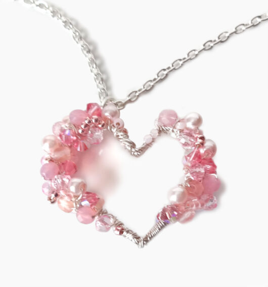 Pink BOHO Wired Heart Pendant