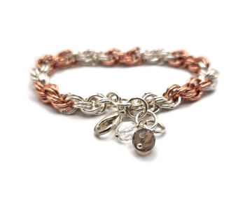 Silver and Copper Double Spiral Bracelet