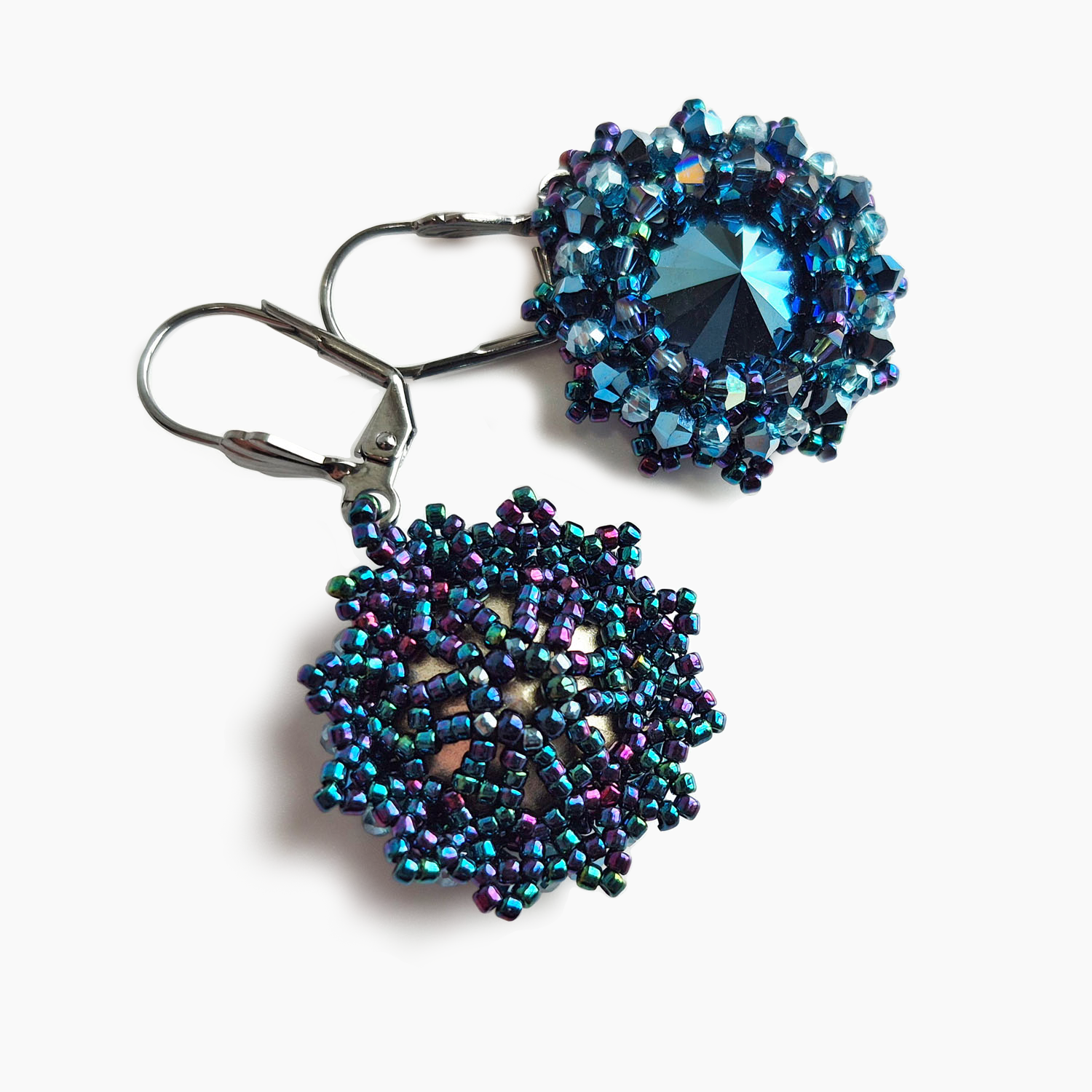 Metallic Blue Swarovski Crystal Earrings