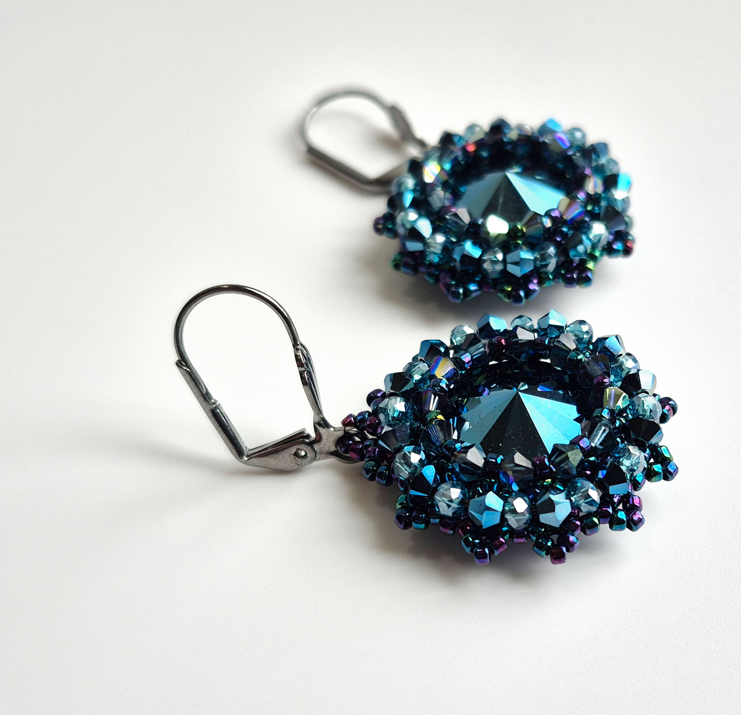 Metallic Blue Swarovski Crystal Earrings