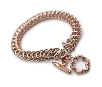 Silver & Copper Box Chain Bracelet