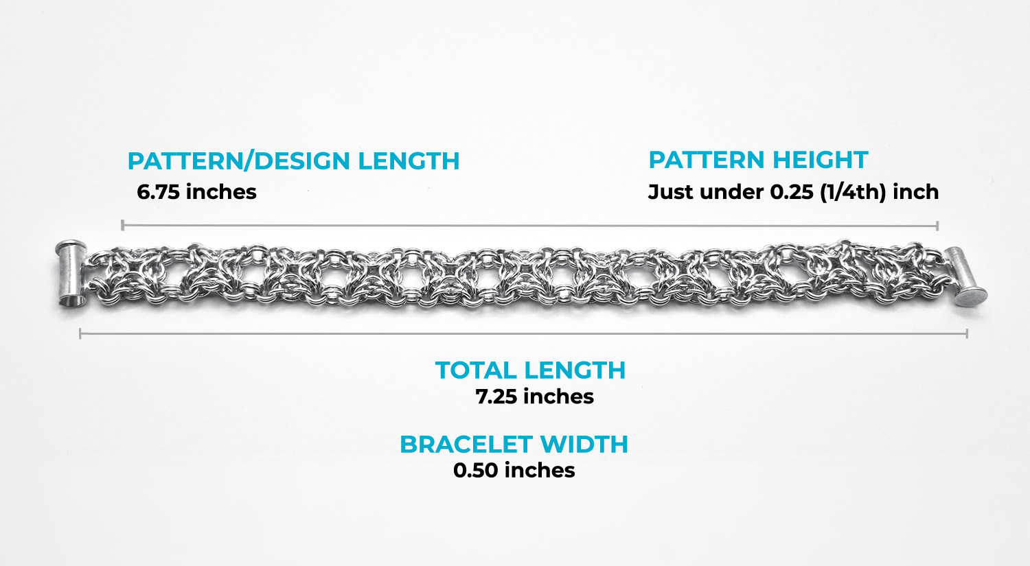 Silver Celtic Labyrinth Chain Bracelet Measured