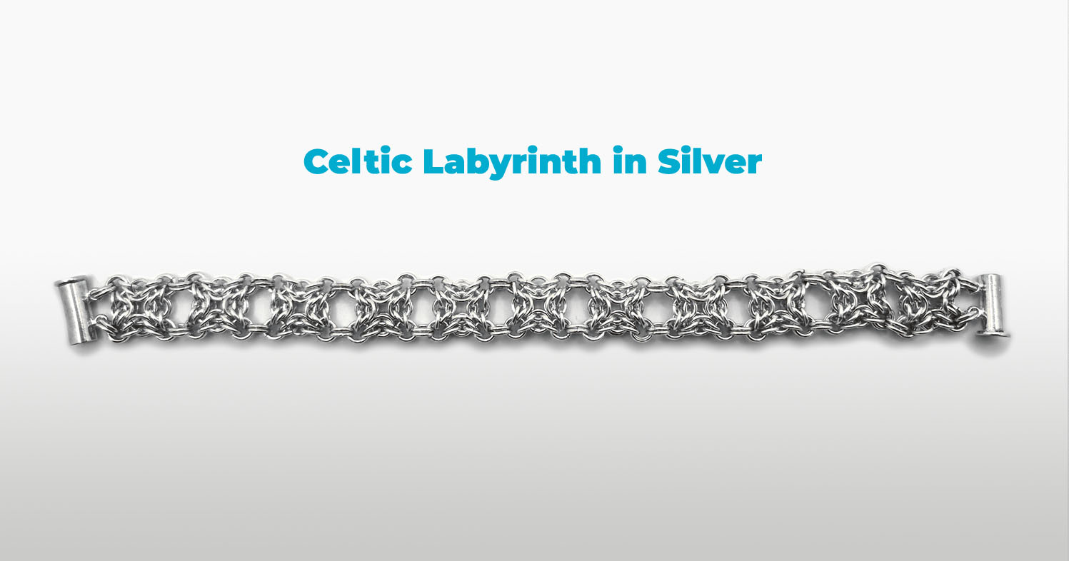 Silver Celtic Labyrinth Chain Bracelet - TOP VIEW