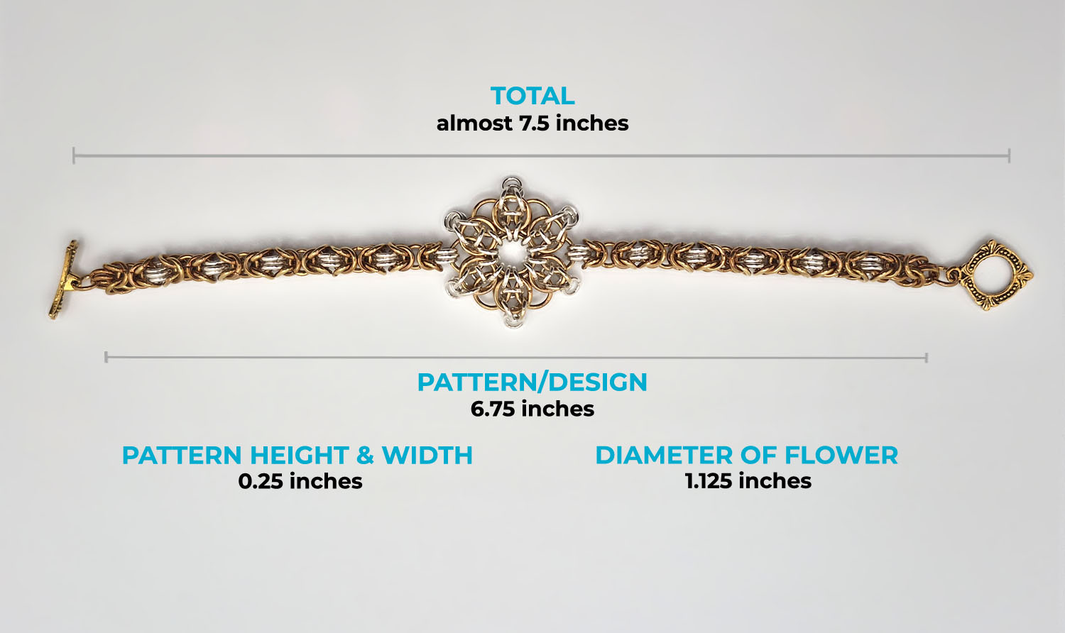 Gold & Silver Flower Chain Bracelet - Image 3