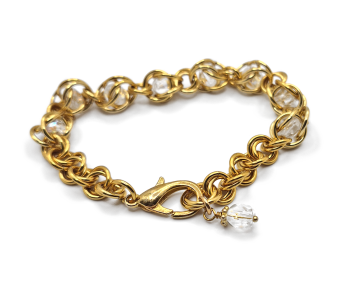 Gold Bracelet with Crystals