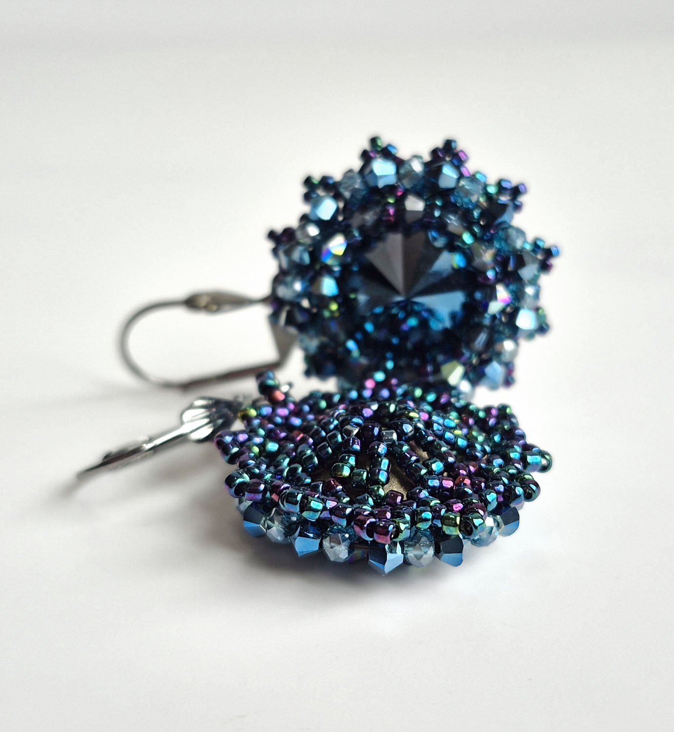 Metallic Blue Swarovski Crystal Earrings