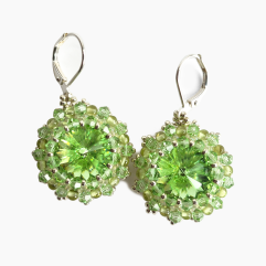 Peridot and Swarovsky Crystal Earrings 1 inch in size on silver