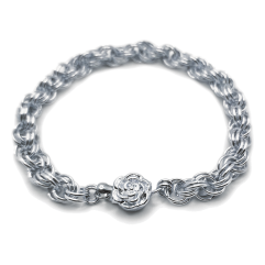 Silver Double Spiral or 'French Rope' chainmaille bracelet