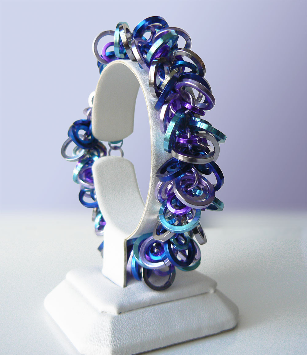 Blue Turquoise Lilac & Silver Night Chainmaille - Image 3