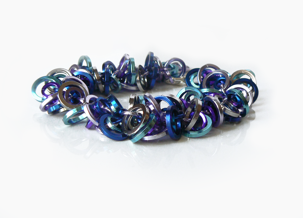 Blue Turquoise Lilac & Silver Night Chainmaille