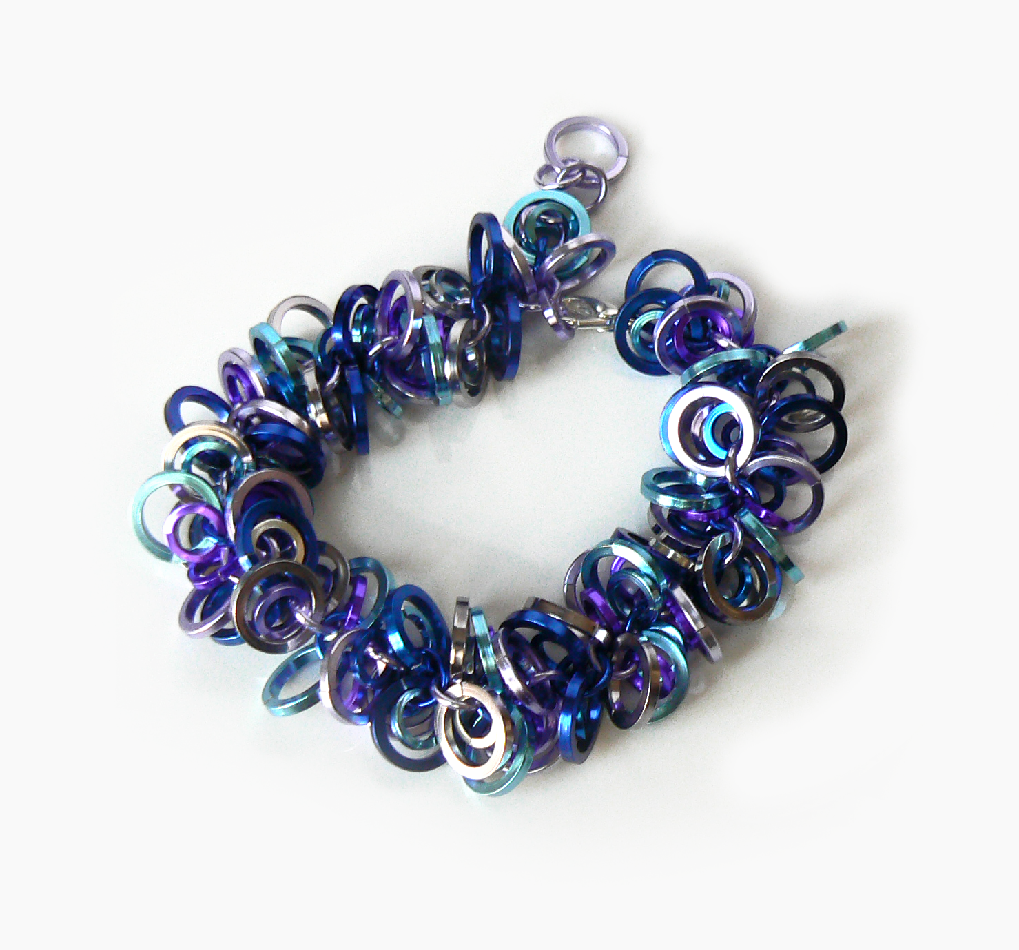 Blue Turquoise Lilac & Silver Night Chainmaille - Image 2